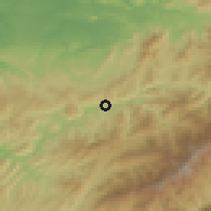 Shaded relief of the 60 km around Alamor, drawn from the GMTED2010 grid