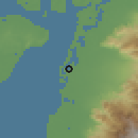 Shaded relief of the 60 km around Balao, drawn from the GMTED2010 grid