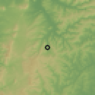 Shaded relief of the 60 km around Sucre, drawn from the GMTED2010 grid