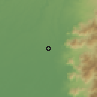 Shaded relief of the 60 km around Ventanas, drawn from the GMTED2010 grid