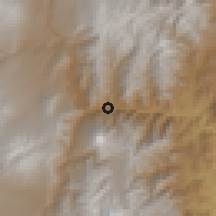 Shaded relief of the 60 km around Baños, drawn from the GMTED2010 grid