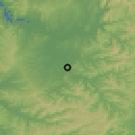 Shaded relief of the 60 km around Calceta, drawn from the GMTED2010 grid