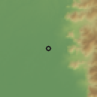 Shaded relief of the 60 km around Catarama, drawn from the GMTED2010 grid