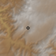 Shaded relief of the 60 km around El Ángel, drawn from the GMTED2010 grid