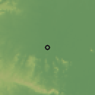 Shaded relief of the 60 km around El Triunfo, drawn from the GMTED2010 grid