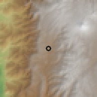 Shaded relief of the 60 km around Guaranda, drawn from the GMTED2010 grid