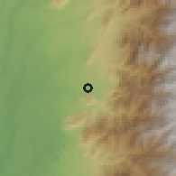 Shaded relief of the 60 km around La Maná, drawn from the GMTED2010 grid