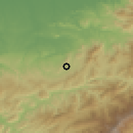 Shaded relief of the 60 km around Arenillas, drawn from the GMTED2010 grid