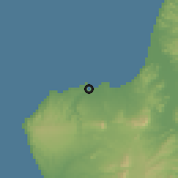 Shaded relief of the 60 km around Manta, drawn from the GMTED2010 grid