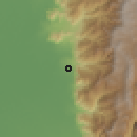 Shaded relief of the 60 km around Montalvo, drawn from the GMTED2010 grid
