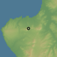 Shaded relief of the 60 km around Montecristi, drawn from the GMTED2010 grid