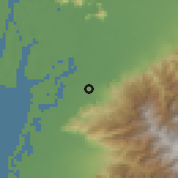Shaded relief of the 60 km around Naranjal, drawn from the GMTED2010 grid