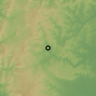 Shaded relief of the 60 km around Paján, drawn from the GMTED2010 grid