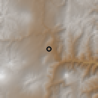 Shaded relief of the 60 km around Pelileo, drawn from the GMTED2010 grid