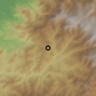 Shaded relief of the 60 km around Piñas, drawn from the GMTED2010 grid