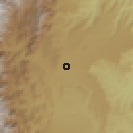 Shaded relief of the 60 km around Puyo, drawn from the GMTED2010 grid