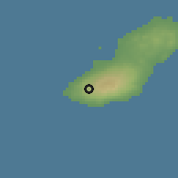 Shaded relief of the 60 km around San Cristóbal, drawn from the GMTED2010 grid