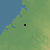 Shaded relief of the 60 km around San Lorenzo, drawn from the GMTED2010 grid
