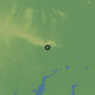Shaded relief of the 60 km around Santa Lucía, drawn from the GMTED2010 grid