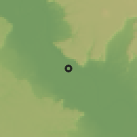 Shaded relief of the 57 km around Gerga, drawn from the GMTED2010 grid