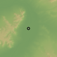 Shaded relief of the 57 km around Koos, drawn from the GMTED2010 grid