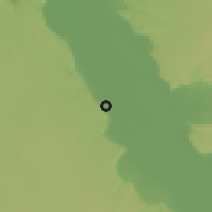 Shaded relief of the 57 km around al-Ġanāyim, drawn from the GMTED2010 grid