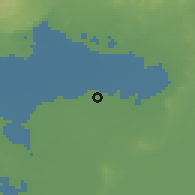 Shaded relief of the 56 km around Sanoores, drawn from the GMTED2010 grid