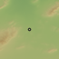 Shaded relief of the 56 km around al-H̨asanah, drawn from the GMTED2010 grid