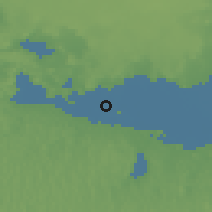Shaded relief of the 57 km around Sīwah, drawn from the GMTED2010 grid
