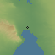 Shaded relief of the 56 km around Suez, drawn from the GMTED2010 grid