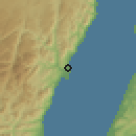 Shaded relief of the 57 km around Dahab, drawn from the GMTED2010 grid