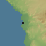 Shaded relief of the 57 km around Abū Rudays, drawn from the GMTED2010 grid