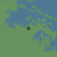 Shaded relief of the 56 km around El Manzala, drawn from the GMTED2010 grid