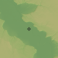 Shaded relief of the 57 km around El Maragheh, drawn from the GMTED2010 grid