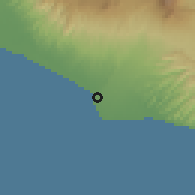Shaded relief of the 60 km around Acajutla, drawn from the GMTED2010 grid