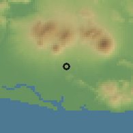Shaded relief of the 60 km around Usulután, drawn from the GMTED2010 grid