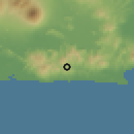 Shaded relief of the 60 km around Chirilagua, drawn from the GMTED2010 grid