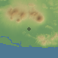 Shaded relief of the 60 km around Concepción Batres, drawn from the GMTED2010 grid