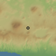 Shaded relief of the 59 km around Delgado, drawn from the GMTED2010 grid