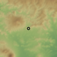 Shaded relief of the 59 km around Gotera, drawn from the GMTED2010 grid