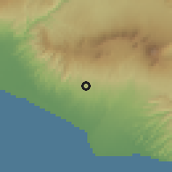 Shaded relief of the 59 km around Guaymango, drawn from the GMTED2010 grid
