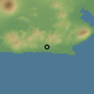 Shaded relief of the 60 km around Intipucá, drawn from the GMTED2010 grid