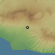 Shaded relief of the 59 km around Izalco, drawn from the GMTED2010 grid