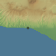 Shaded relief of the 60 km around La Libertad, drawn from the GMTED2010 grid