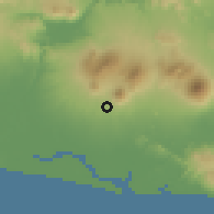 Shaded relief of the 60 km around Ozatlán, drawn from the GMTED2010 grid