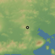 Shaded relief of the 60 km around San Alejo, drawn from the GMTED2010 grid