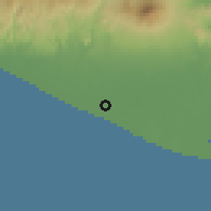 Shaded relief of the 60 km around San Luis la Herradura, drawn from the GMTED2010 grid