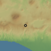 Shaded relief of the 59 km around San Marcos, drawn from the GMTED2010 grid