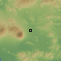Shaded relief of the 60 km around San Miguel, drawn from the GMTED2010 grid