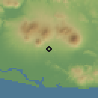 Shaded relief of the 60 km around Santa Elena, drawn from the GMTED2010 grid